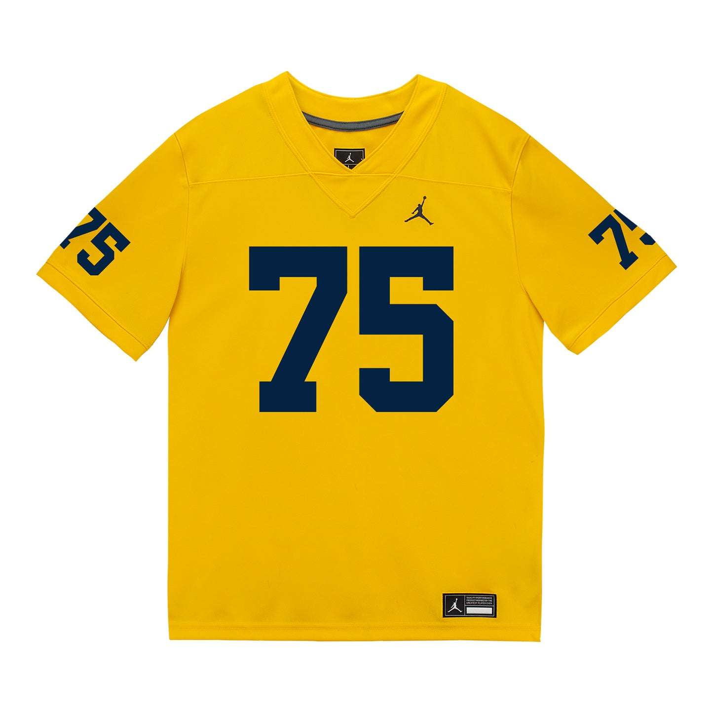 Michigan Wolverines #75 Kaden Strayhorn Student Athlete Maize Football Jersey - Front View