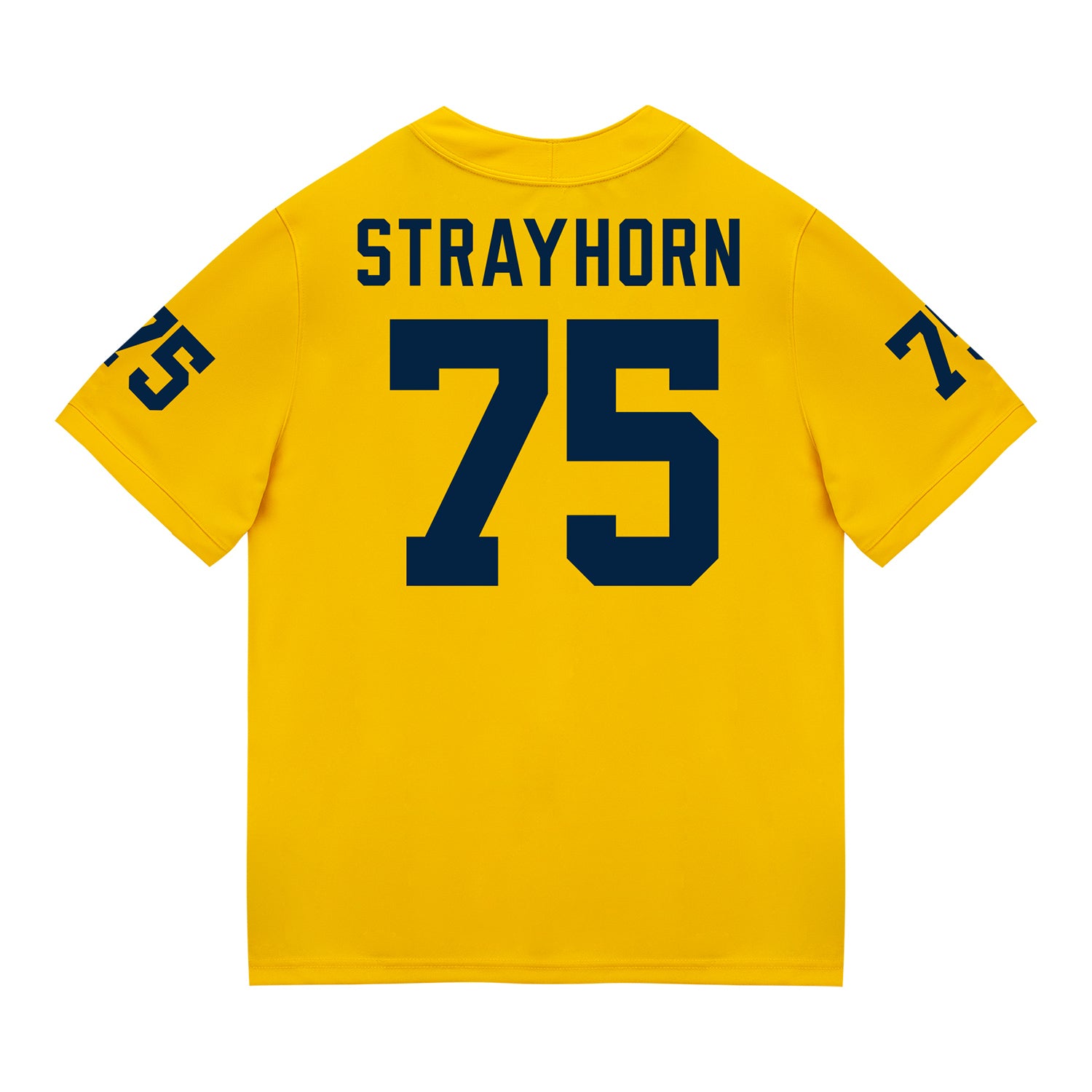 Michigan Wolverines #75 Kaden Strayhorn Student Athlete Maize Football Jersey - Back View
