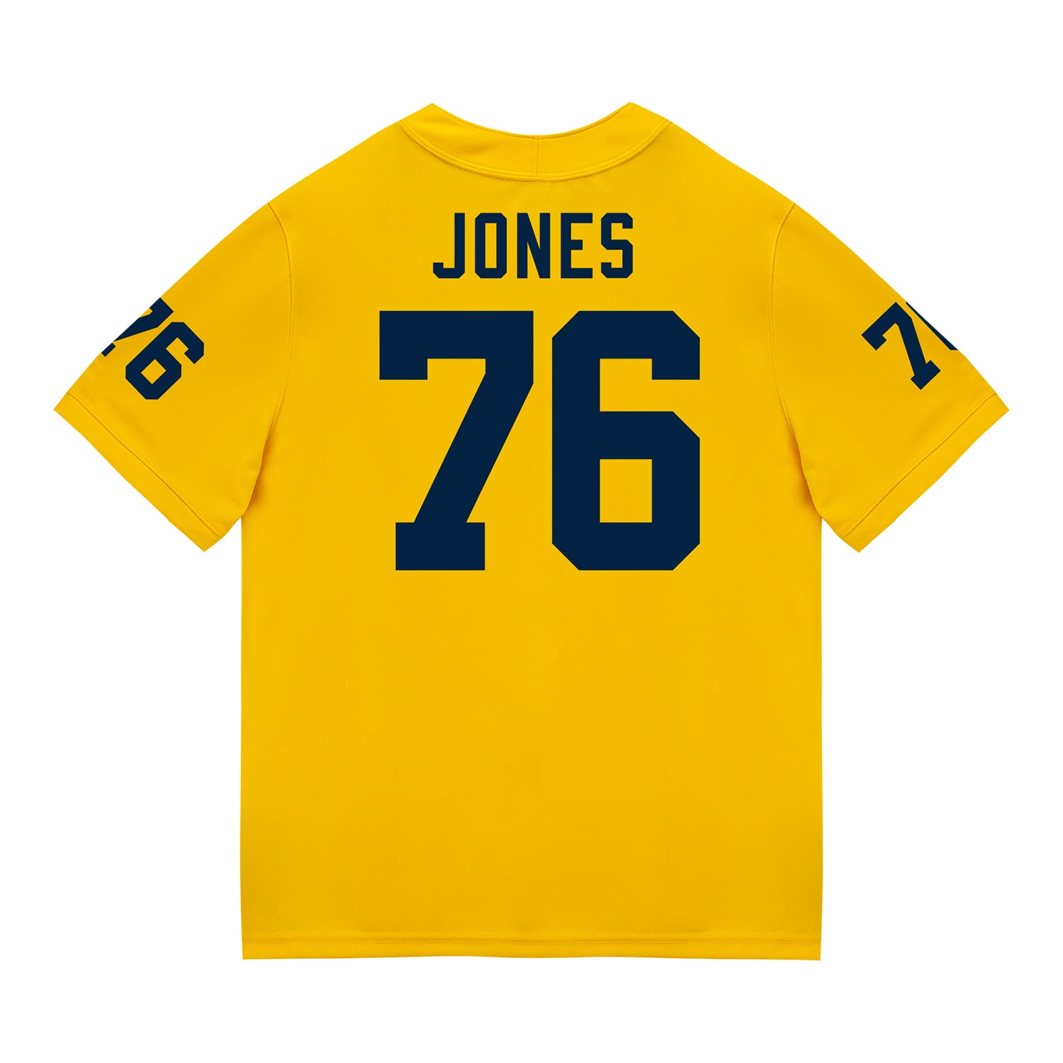 Michigan Wolverines #76 Connor Jones Student Athlete Maize Football Jersey - Back View