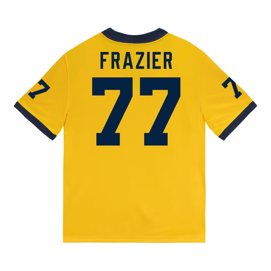Michigan Wolverines #77 Blake Frazier Student Athlete Maize Football Jersey - Back View
