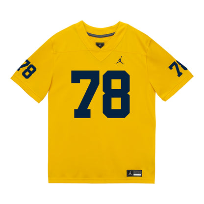 Michigan Wolverines #78 Lawrence Hattar Student Athlete Maize Football Jersey - Front View