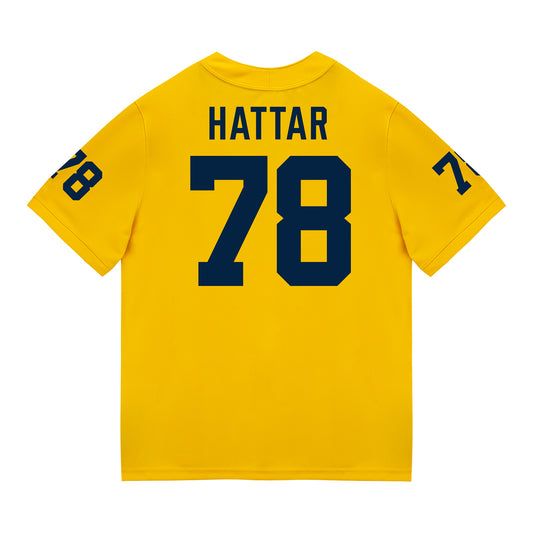 Michigan Wolverines #78 Lawrence Hattar Student Athlete Maize Football Jersey - Back View