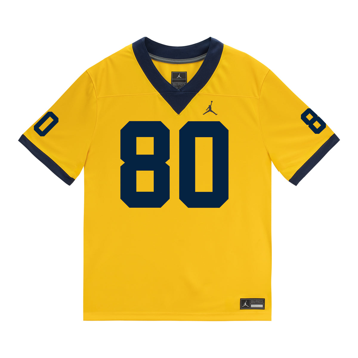 Michigan Wolverines #80 Hogan Hansen Student Athlete Maize Football Jersey - Front View
