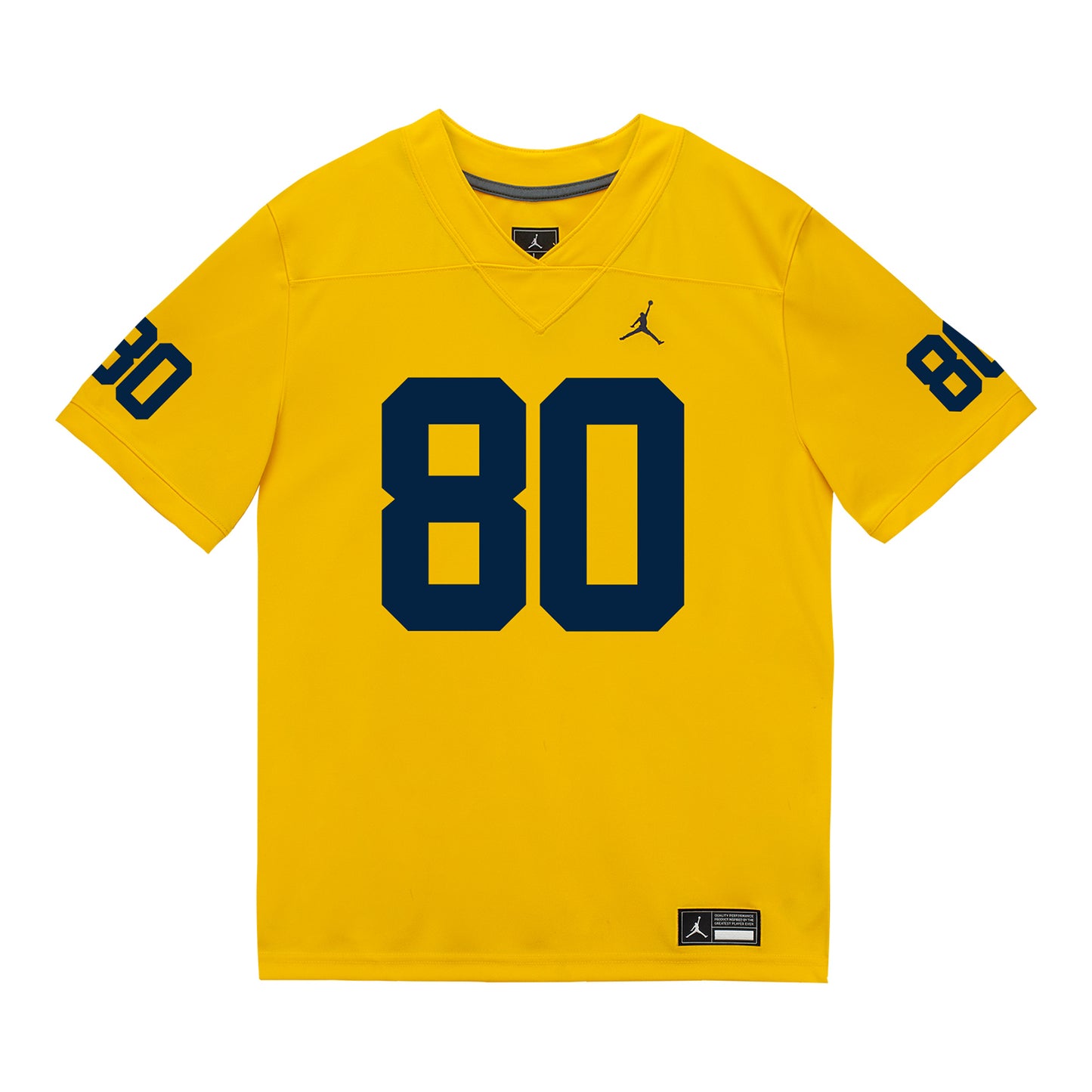 Michigan Wolverines #80 Hogan Hansen Student Athlete Maize Football Jersey - Front View