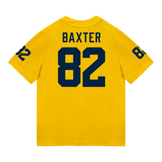 Michigan Wolverines #82 Devon Baxter Student Athlete Maize Football Jersey - Back View