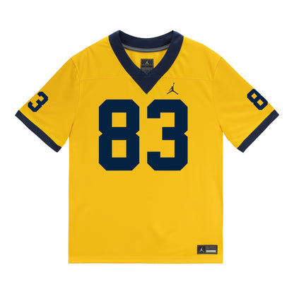 Michigan Wolverines #83 Zack Marshall Student Athlete Maize Football Jersey - Front View