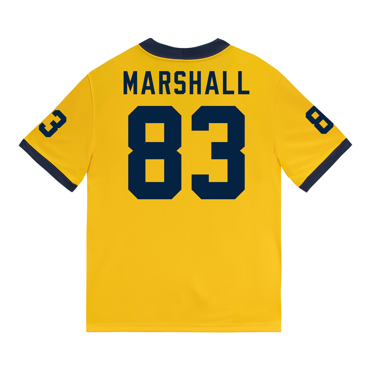 Michigan Wolverines #83 Zack Marshall Student Athlete Maize Football Jersey - Back View