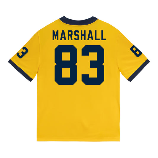 Michigan Wolverines #83 Zack Marshall Student Athlete Maize Football Jersey - Back View