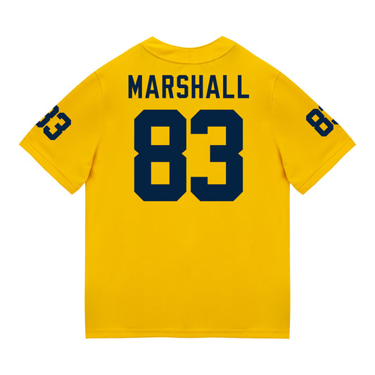 Michigan Wolverines #83 Zack Marshall Student Athlete Maize Football Jersey - Back View