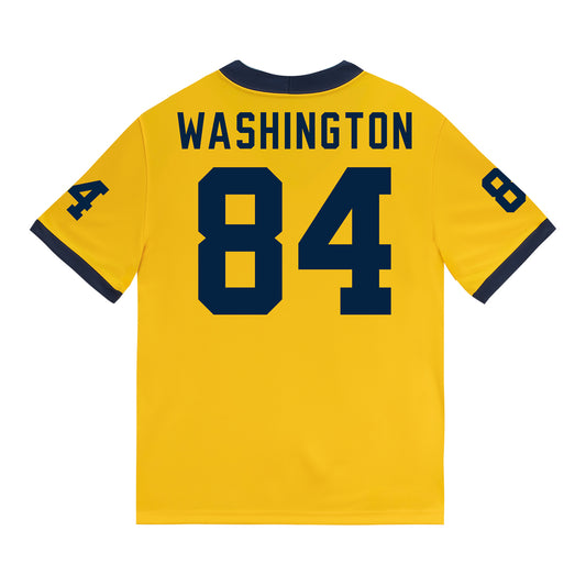 Michigan Wolverines #84 Jacob Washington Student Athlete Maize Football Jersey - Back View
