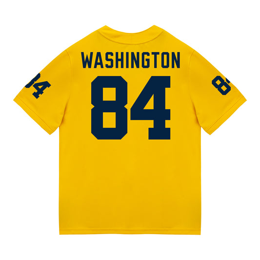 Michigan Wolverines #84 Jacob Washington Student Athlete Maize Football Jersey - Back View