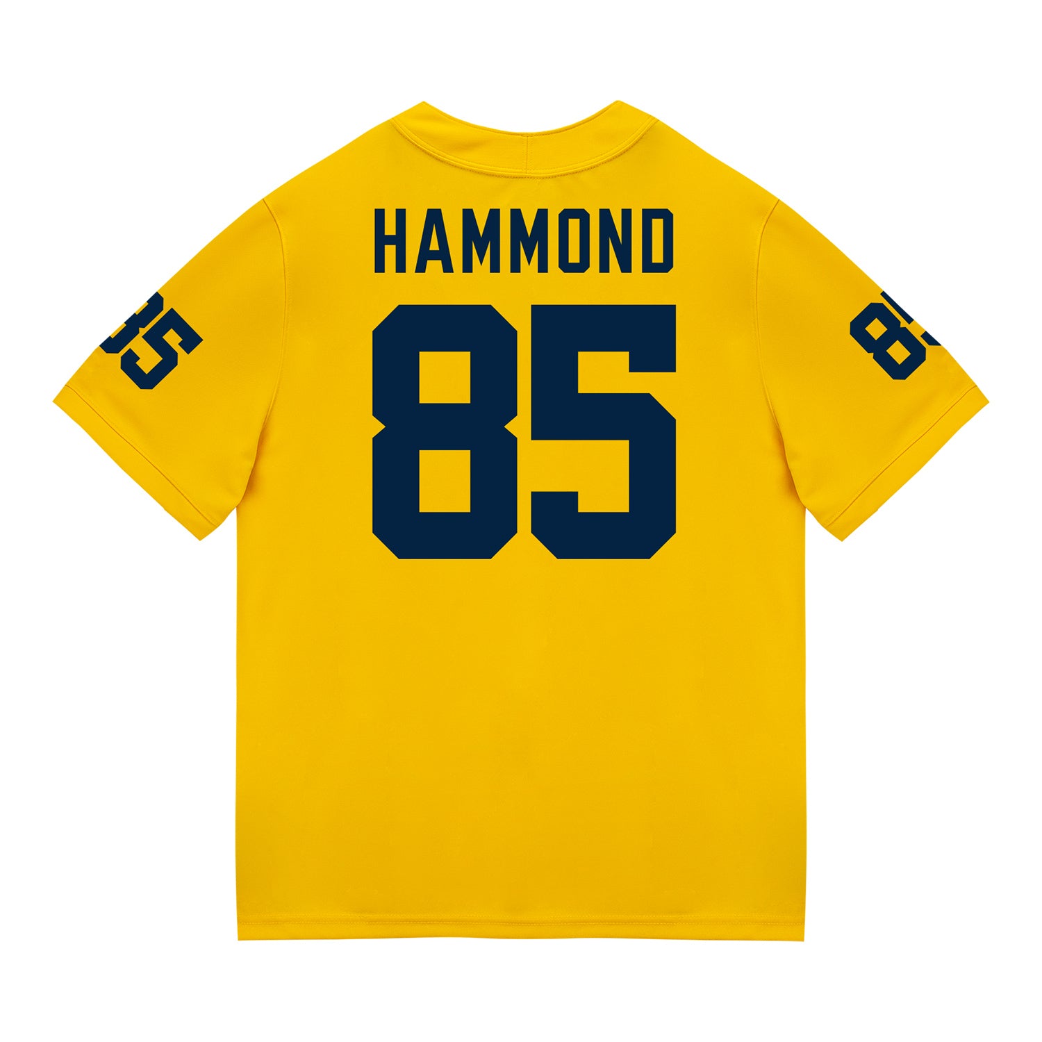 Michigan Wolverines #85 Ted Hammond Student Athlete Maize Football Jersey - Back View