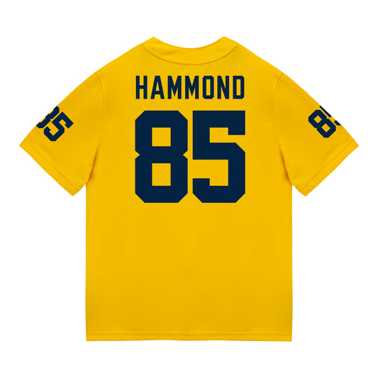Michigan Wolverines #85 Ted Hammond Student Athlete Maize Football Jersey - Back View