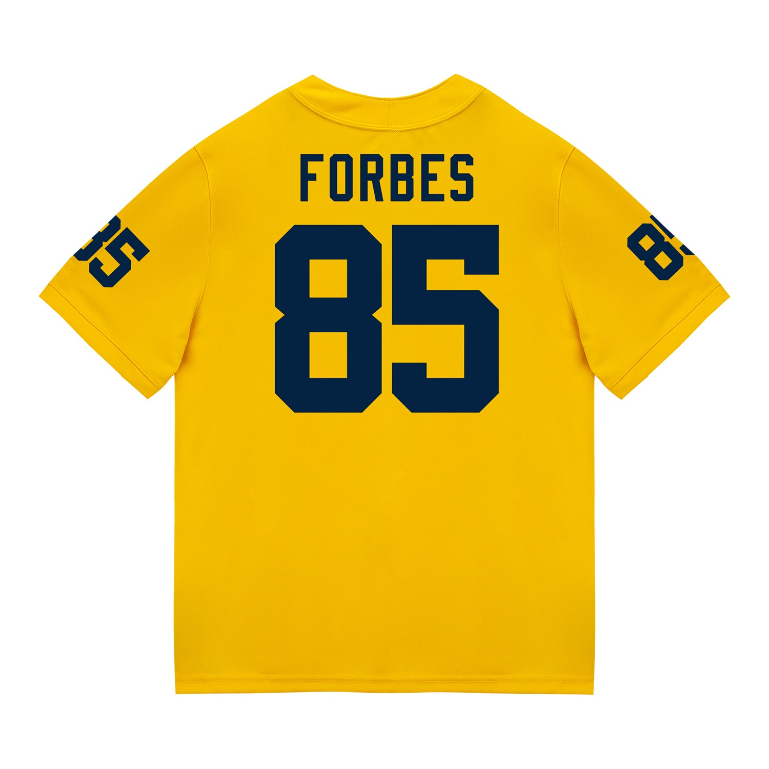 Michigan Wolverines #85 Logan Forbes Student Athlete Maize Football Jersey - Back View