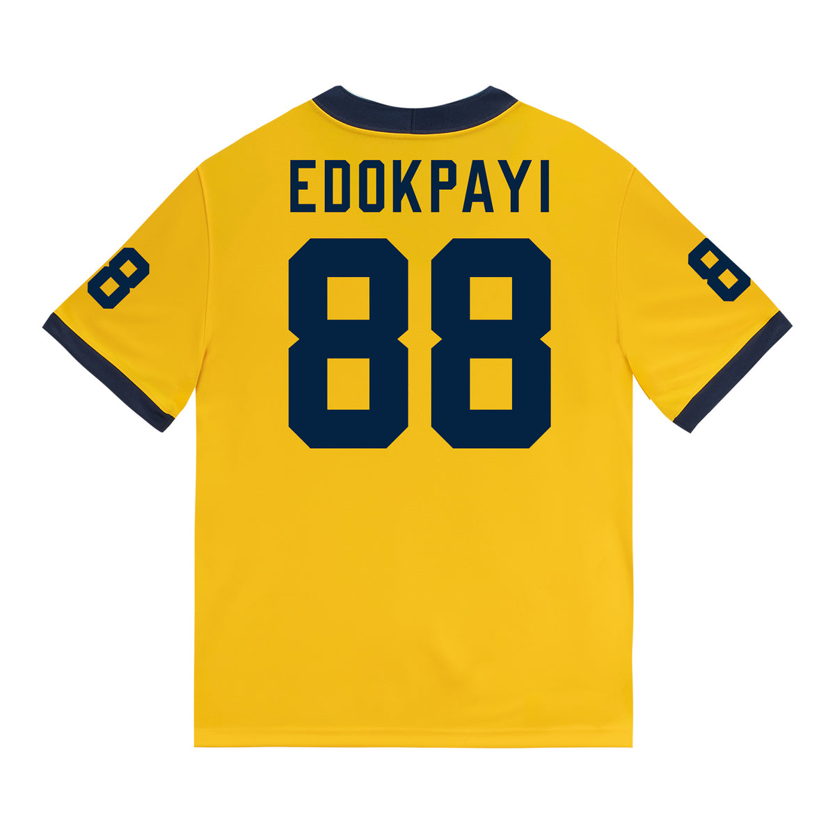 Michigan Wolverines #88 Lugard Edokpayi Student Athlete Maize Football Jersey - Back View