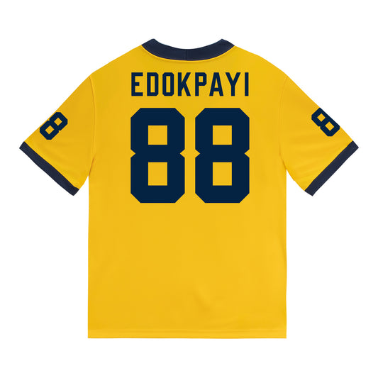 Michigan Wolverines #88 Lugard Edokpayi Student Athlete Maize Football Jersey - Back View