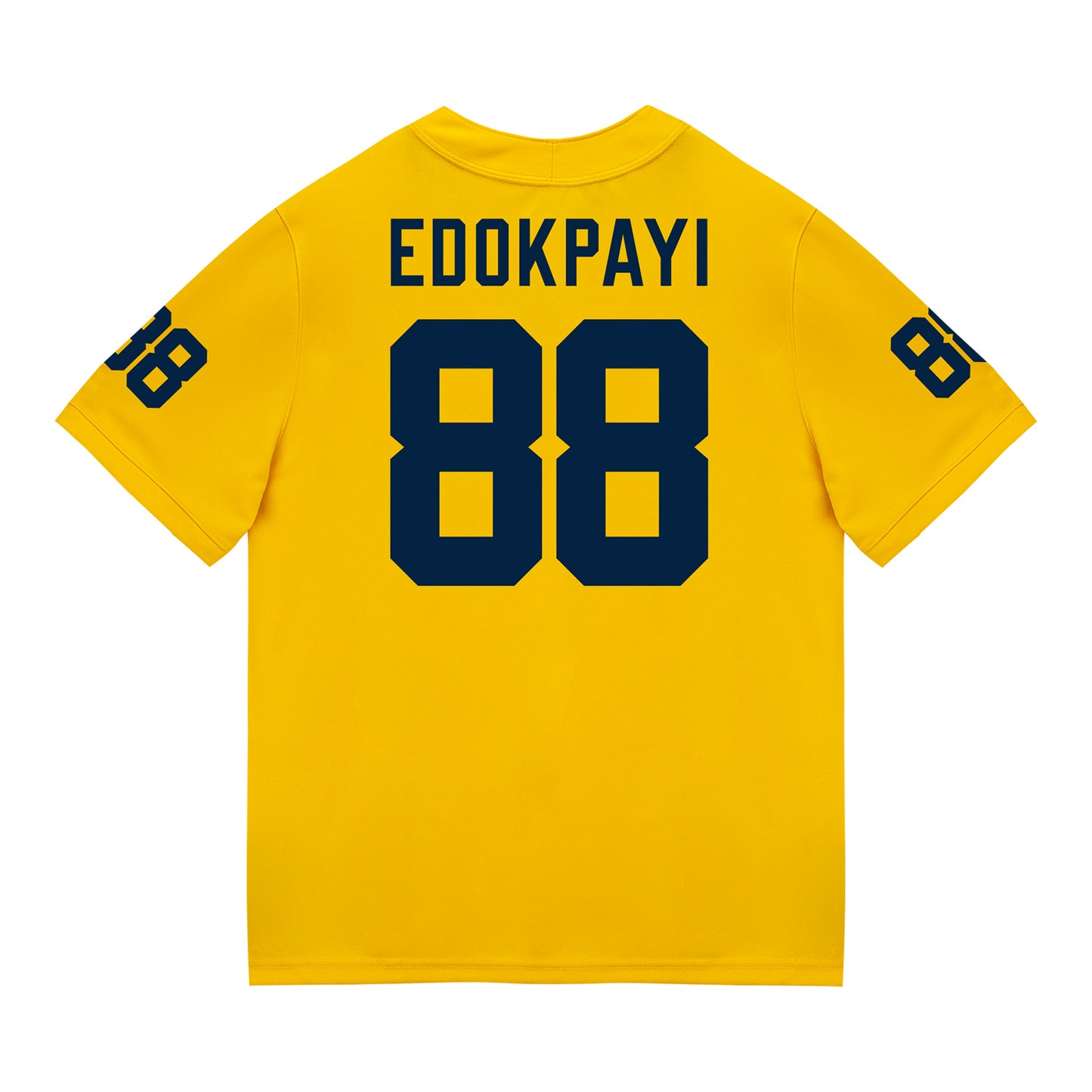 Michigan Wolverines #88 Lugard Edokpayi Student Athlete Maize Football Jersey - Back View