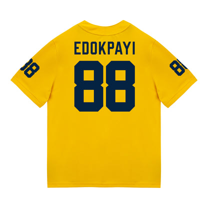 Michigan Wolverines #88 Lugard Edokpayi Student Athlete Maize Football Jersey - Back View