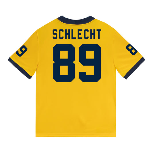 Michigan Wolverines #89 Kaleb Schlecht Student Athlete Maize Football Jersey -  Back View