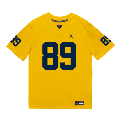 Michigan Wolverines #89 Kaleb Schlecht Student Athlete Maize Football Jersey - Front View