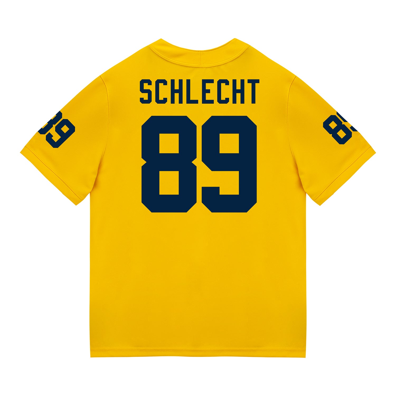 Michigan Wolverines #89 Kaleb Schlecht Student Athlete Maize Football Jersey - Back View