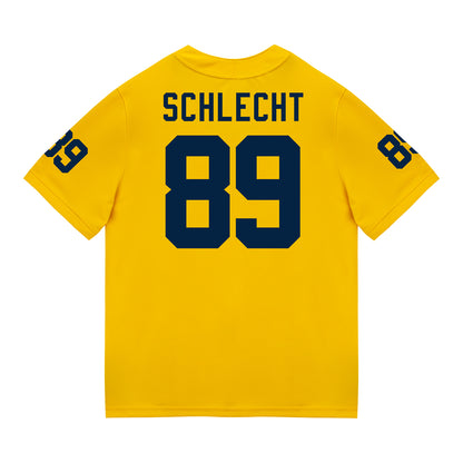 Michigan Wolverines #89 Kaleb Schlecht Student Athlete Maize Football Jersey - Back View