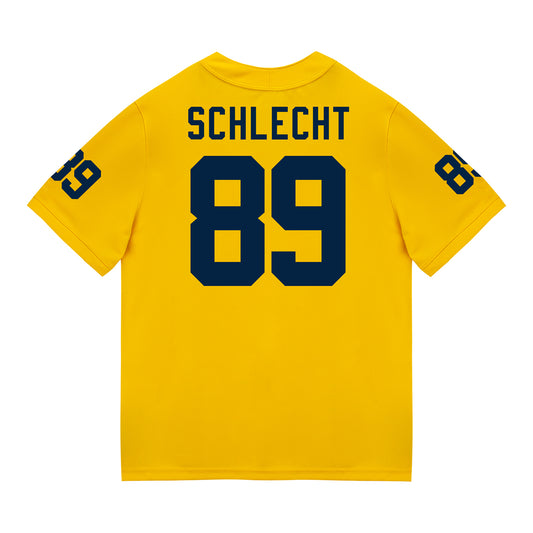 Michigan Wolverines #89 Kaleb Schlecht Student Athlete Maize Football Jersey - Back View