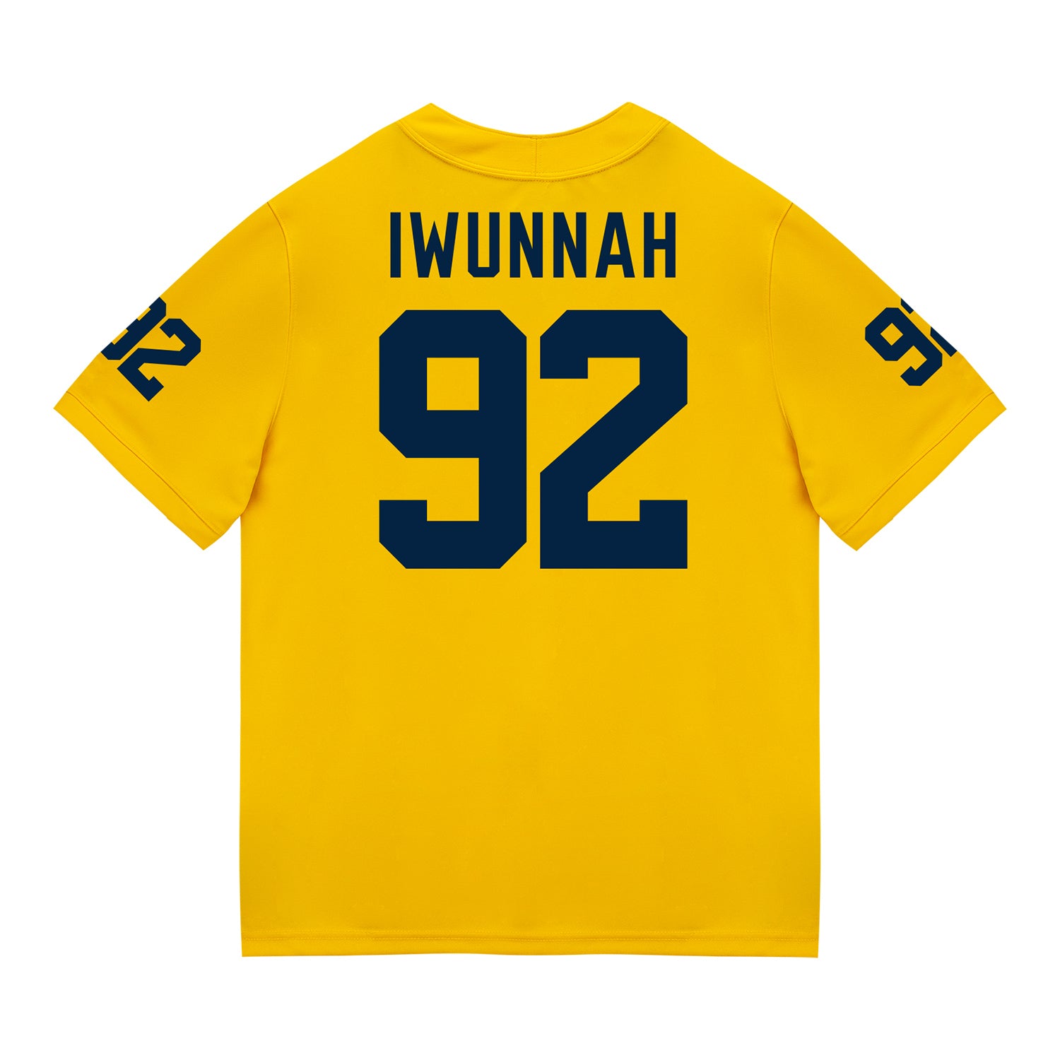 Michigan Wolverines #92 Ike Iwunnah Student Athlete Maize Football Jersey - Back View