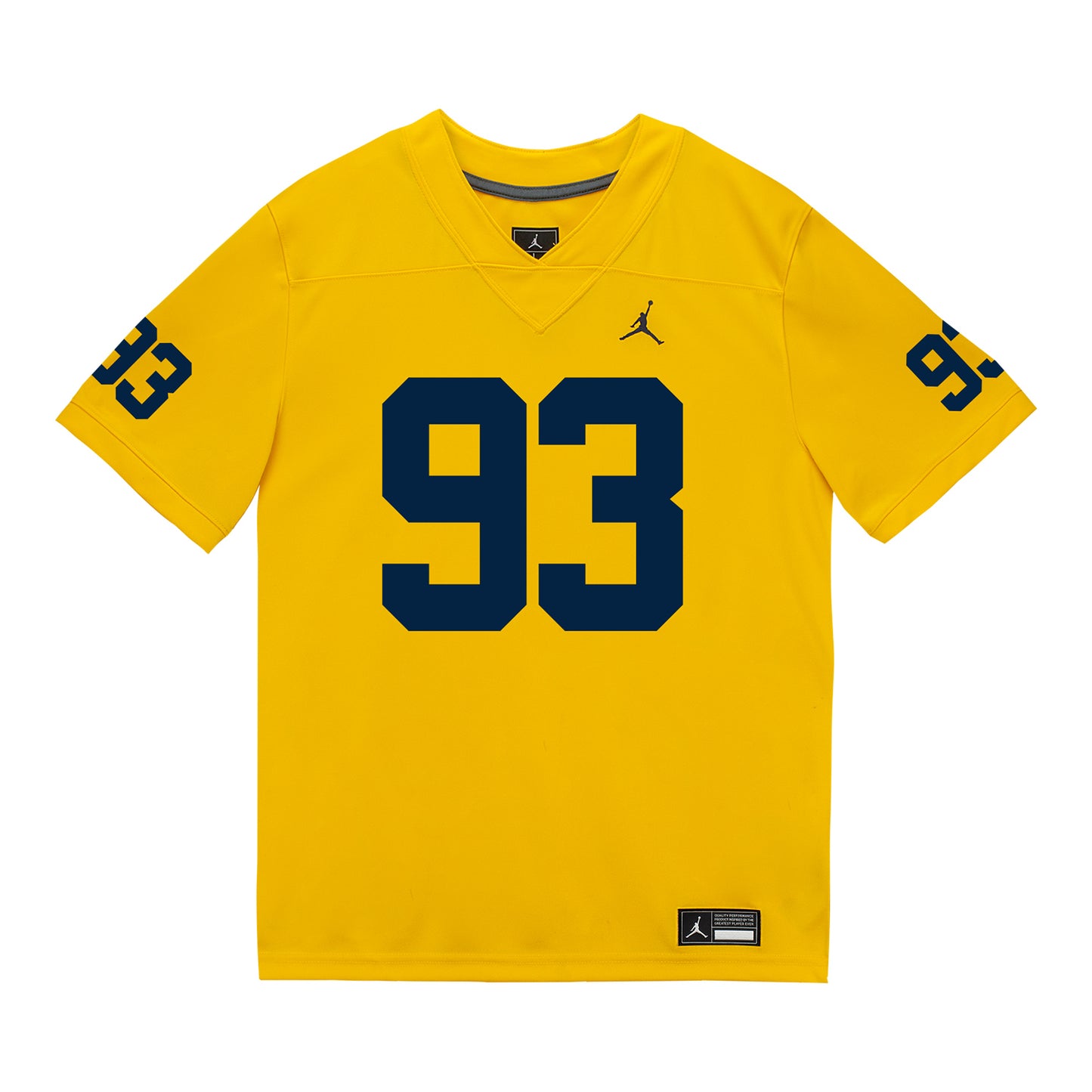 Michigan Wolverines #93 Benny Patterson Student Athlete Maize Football Jersey - Front View