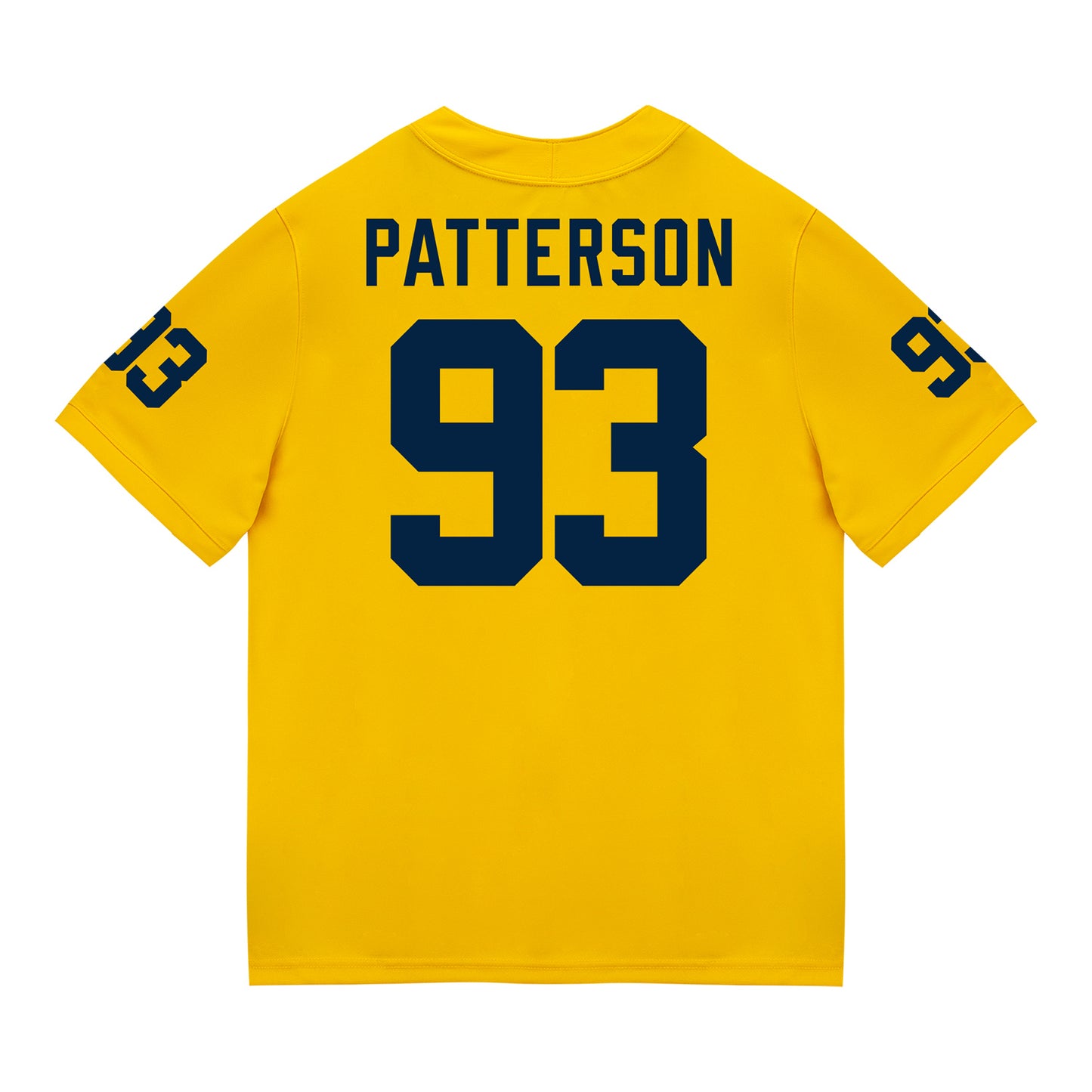 Michigan Wolverines #93 Benny Patterson Student Athlete Maize Football Jersey - Back View