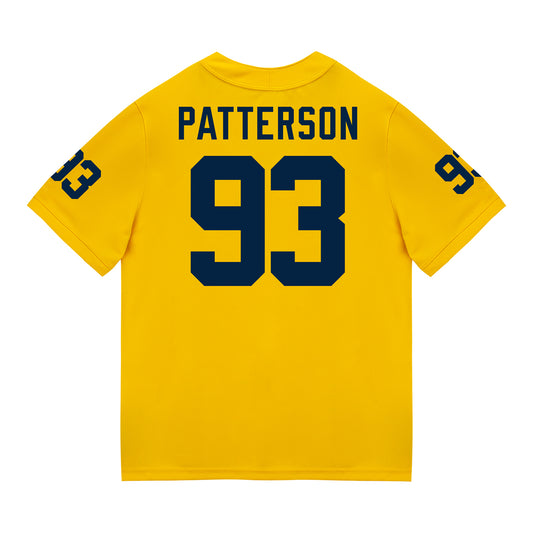 Michigan Wolverines #93 Benny Patterson Student Athlete Maize Football Jersey - Back View
