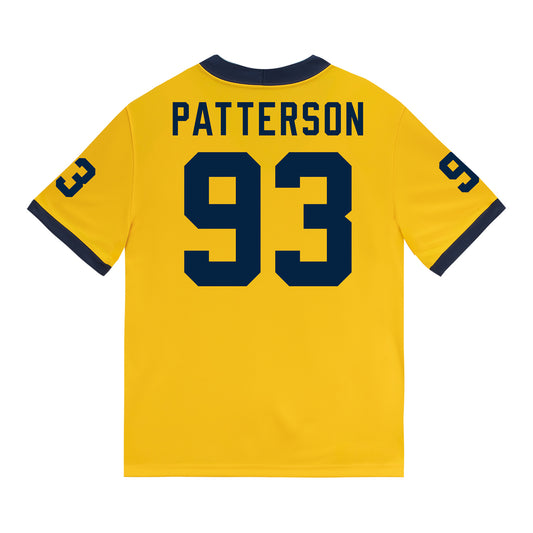 Michigan Wolverines #93 Benny Patterson Student Athlete Maize Football Jersey - Back View