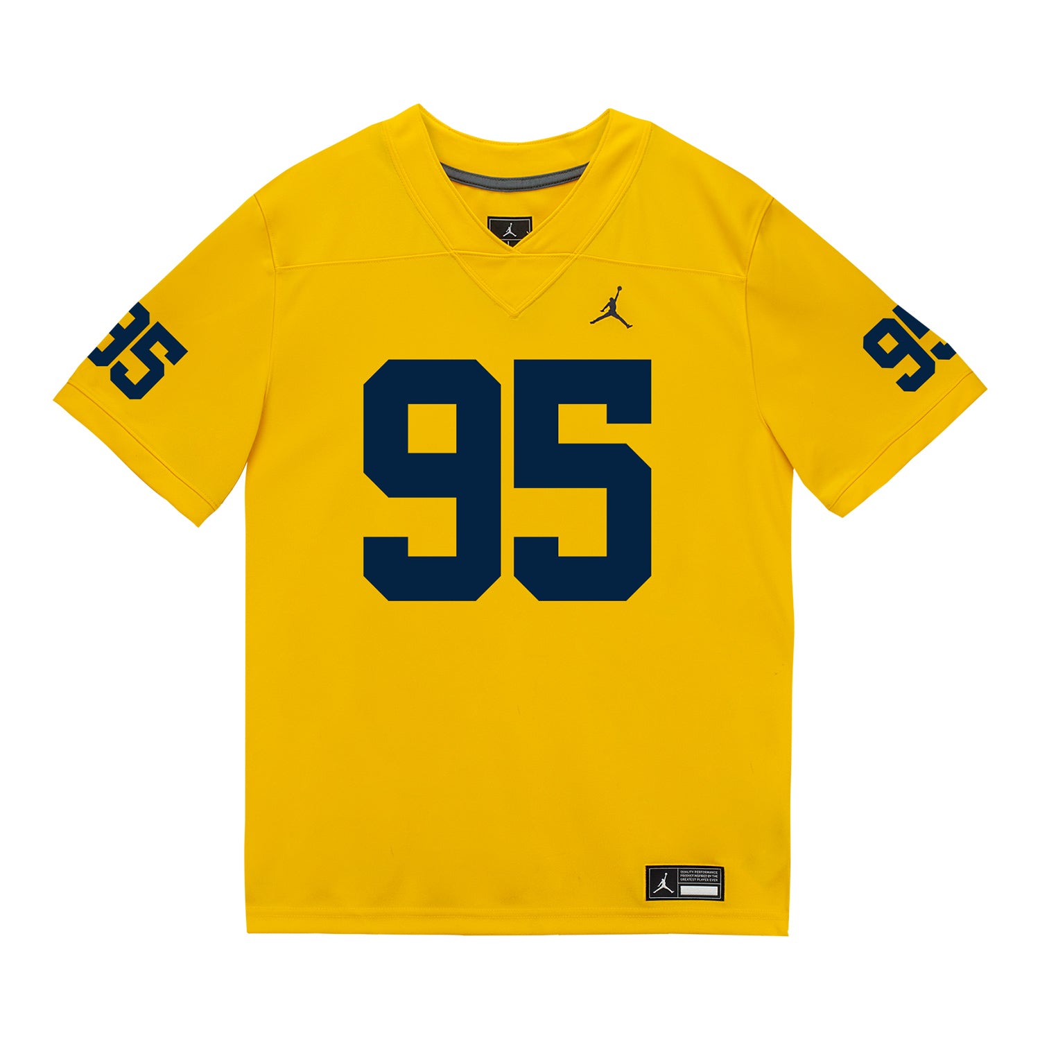 Michigan Wolverines #95 Trey Pierce Student Athlete Maize Football Jersey - Front View