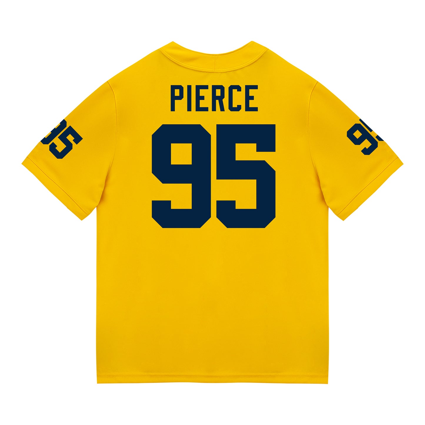 Michigan Wolverines #95 Trey Pierce Student Athlete Maize Football Jersey - Back View
