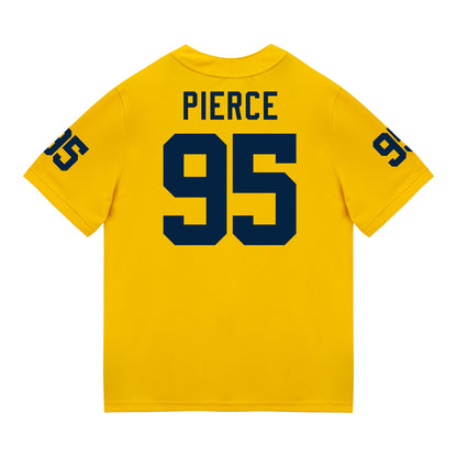Michigan Wolverines #95 Trey Pierce Student Athlete Maize Football Jersey - Back View