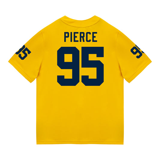 Michigan Wolverines #95 Trey Pierce Student Athlete Maize Football Jersey - Back View