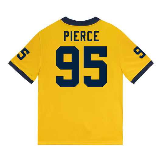 Michigan Wolverines #95 Trey Pierce Student Athlete Maize Football Jersey - Back View