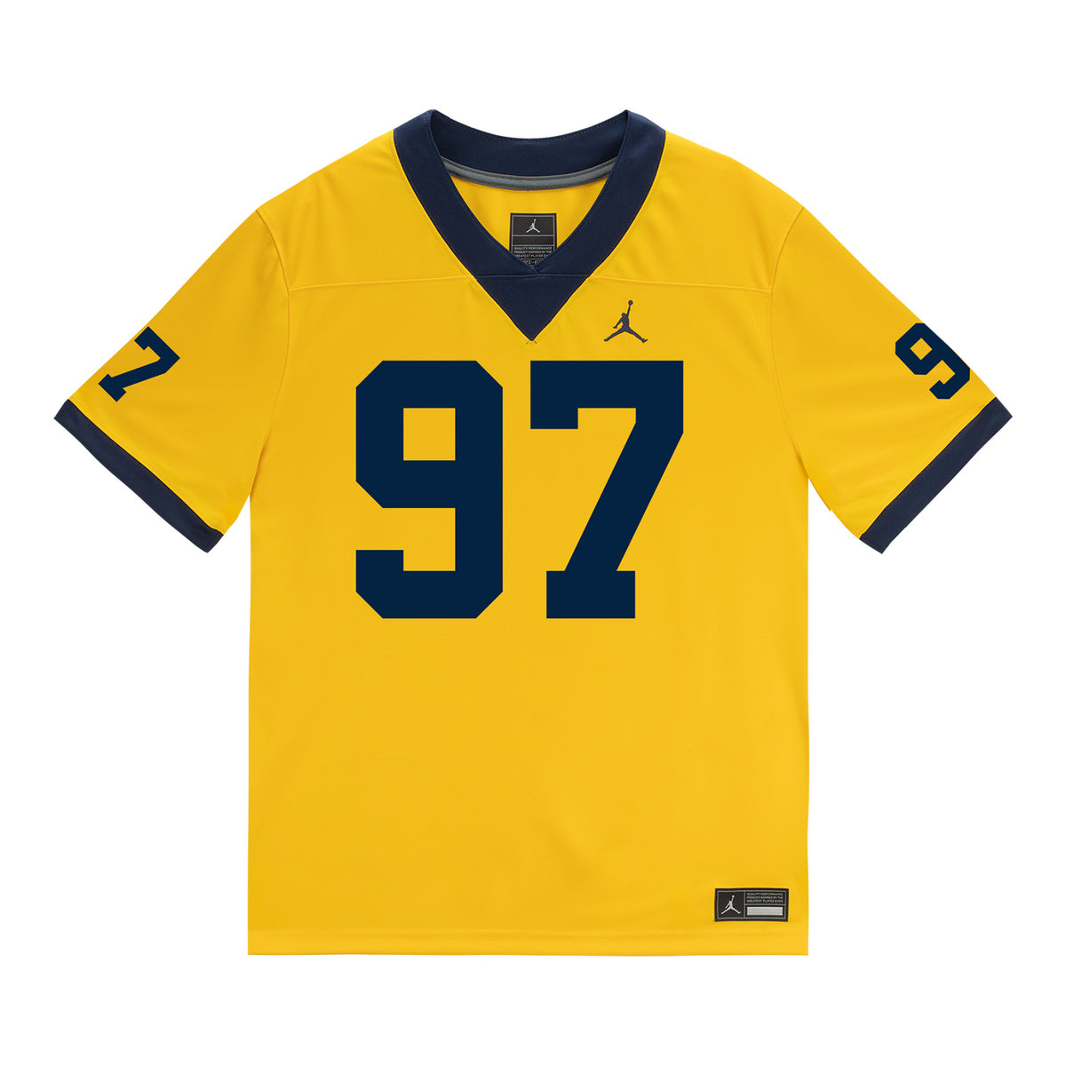 Michigan Wolverines #97 Chibi Anwunah Student Athlete Maize Football Jersey - Front View