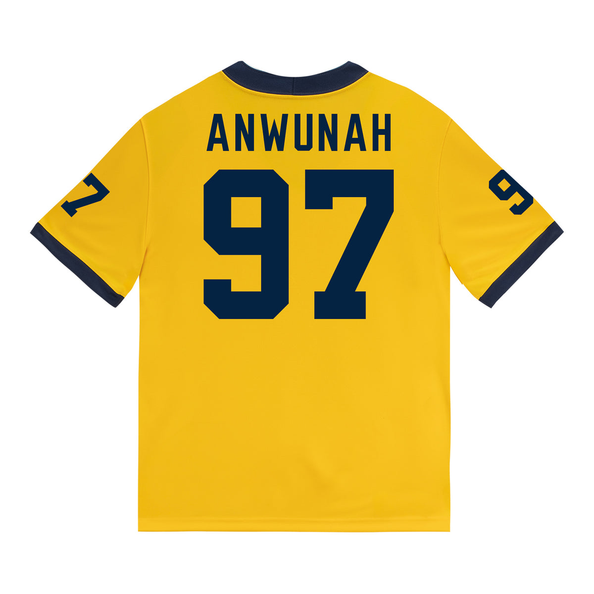 Michigan Wolverines #97 Chibi Anwunah Student Athlete Maize Football Jersey - Back View