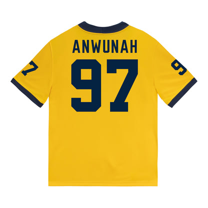 Michigan Wolverines #97 Chibi Anwunah Student Athlete Maize Football Jersey - Back View