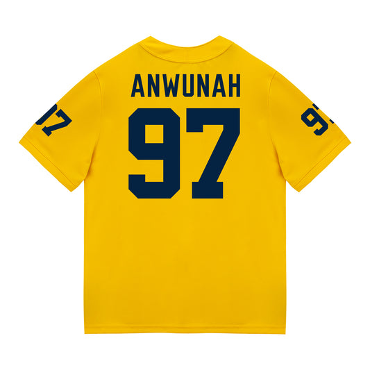 Michigan Wolverines #97 Chibi Anwunah Student Athlete Maize Football Jersey - Back View