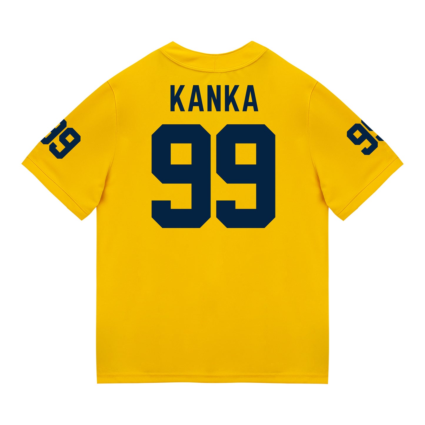 Michigan Wolverines #99 Bobby Kanka Student Athlete Maize Football Jersey - Back View