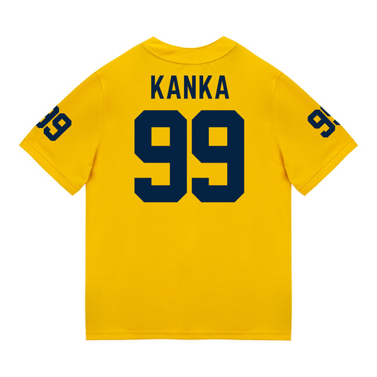 Michigan Wolverines #99 Bobby Kanka Student Athlete Maize Football Jersey - Back View