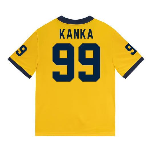 Michigan Wolverines #99 Bobby Kanka Student Athlete Maize Football Jersey - Back View