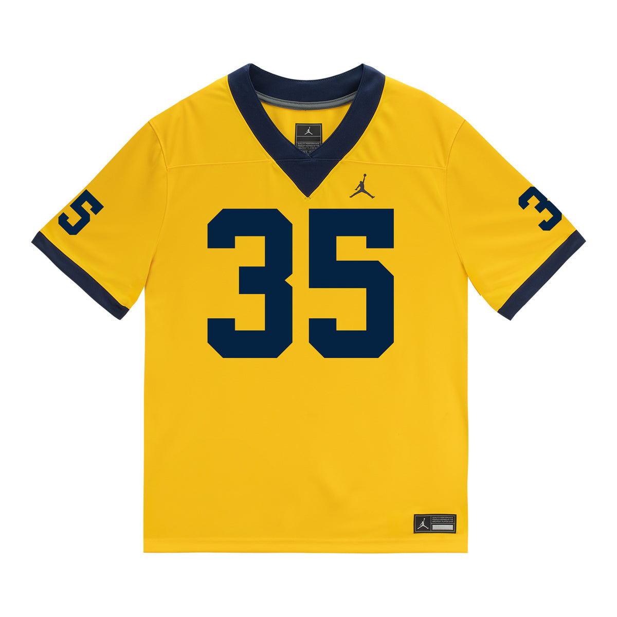 Michigan Wolverines #35 Stuart Blake Student Athlete Maize Football Jersey - Front View