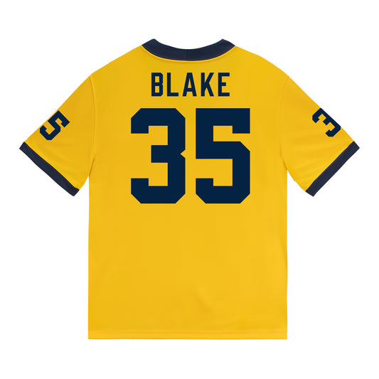 Michigan Wolverines #35 Stuart Blake Student Athlete Maize Football Jersey - Back View