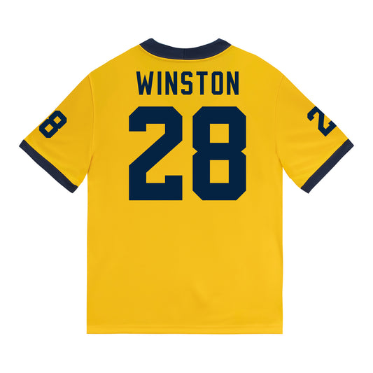 Michigan Wolverines #28 Kainoa Winston Student Athlete Maize Football Jersey - Back View