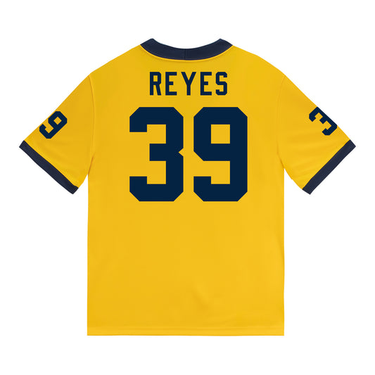 Michigan Wolverines #39 Max Reyes Student Athlete Maize Football Jersey - Back View