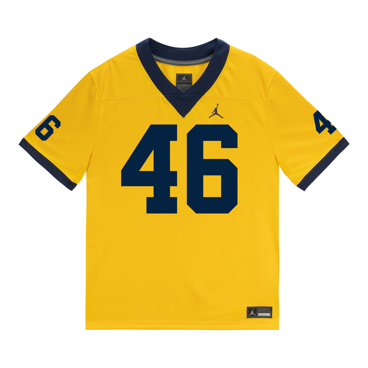 Michigan Wolverines #46 Crandall Quinn Student Athlete Maize Football Jersey - Front View
