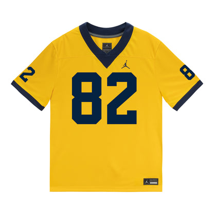 Michigan Wolverines #82 CJ Charlston Student Athlete Maize Football Jersey - Front View